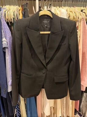 Lafayette 148 New York Black Tailored Single-Button Blazer